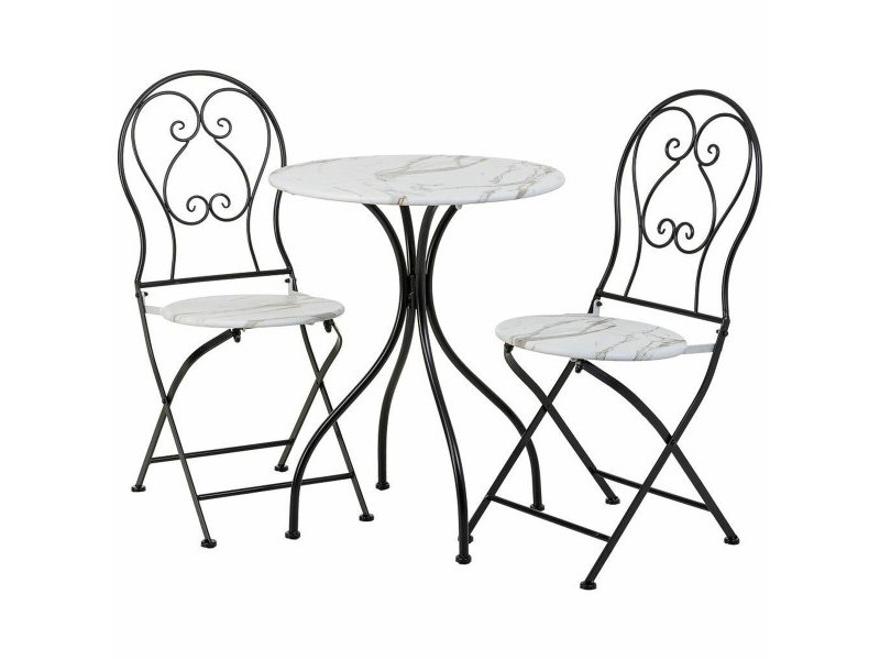 Комплект от маса с 2 стола Alexandra House Living Бял Черен 60 x 75 x 60 cm