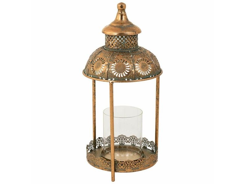 Поставка за свещ Alexandra House Living Злато Cтъкло Желязо 19 x 42 x 19 cm