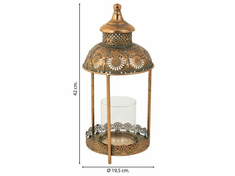 Поставка за свещ Alexandra House Living Злато Cтъкло Желязо 19 x 42 x 19 cm