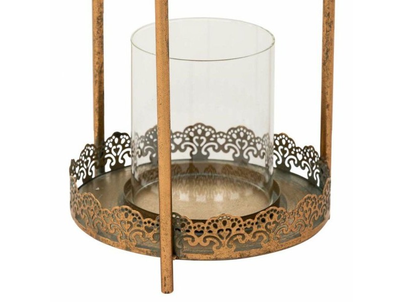 Поставка за свещ Alexandra House Living Злато Cтъкло Желязо 19 x 42 x 19 cm