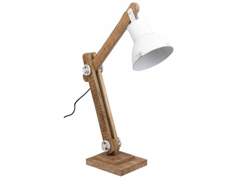Flexo / Настолна лампа Alexandra House Living Бял Метал Желязо Дърво манго 22 x 79 x 17 cm