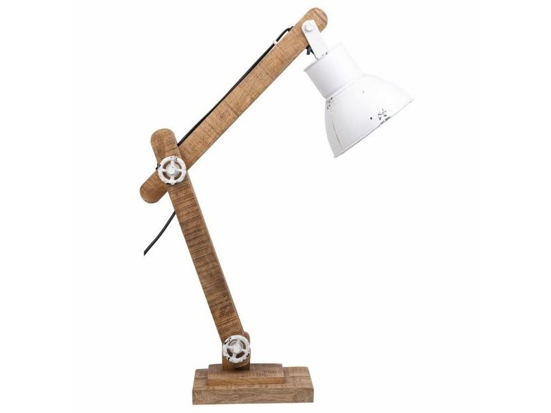 Flexo / Настолна лампа Alexandra House Living Бял Метал Желязо Дърво манго 22 x 79 x 17 cm