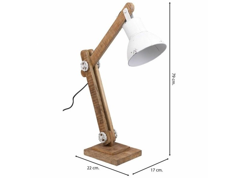 Flexo / Настолна лампа Alexandra House Living Бял Метал Желязо Дърво манго 22 x 79 x 17 cm