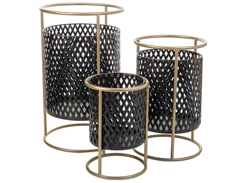 Комплект саксии Alexandra House Living Черен Метал Желязо 27 x 74 x 27 cm 3 Части