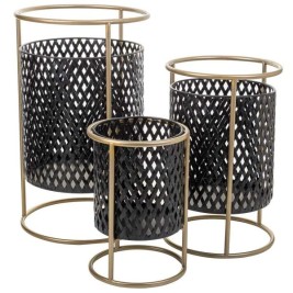 Комплект саксии Alexandra House Living Черен Метал Желязо 27 x 74 x 27 cm 3 Части