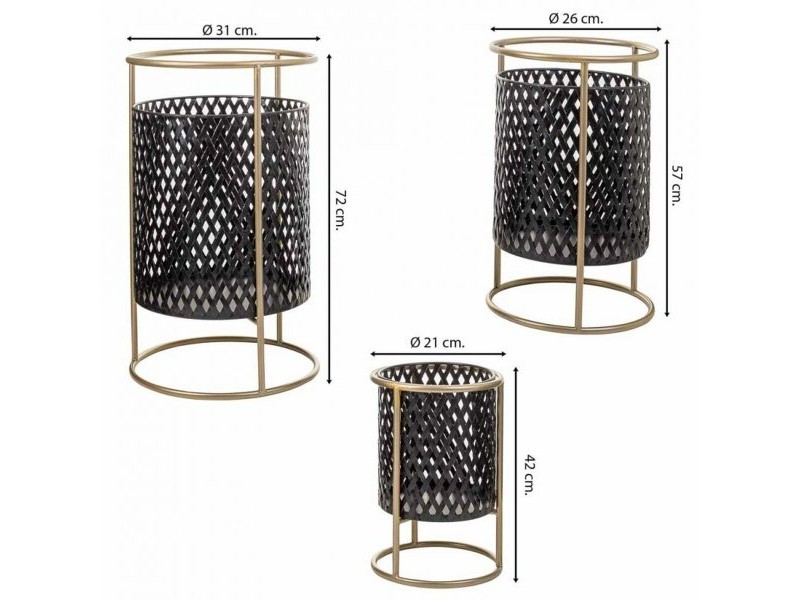 Комплект саксии Alexandra House Living Черен Метал Желязо 27 x 74 x 27 cm 3 Части