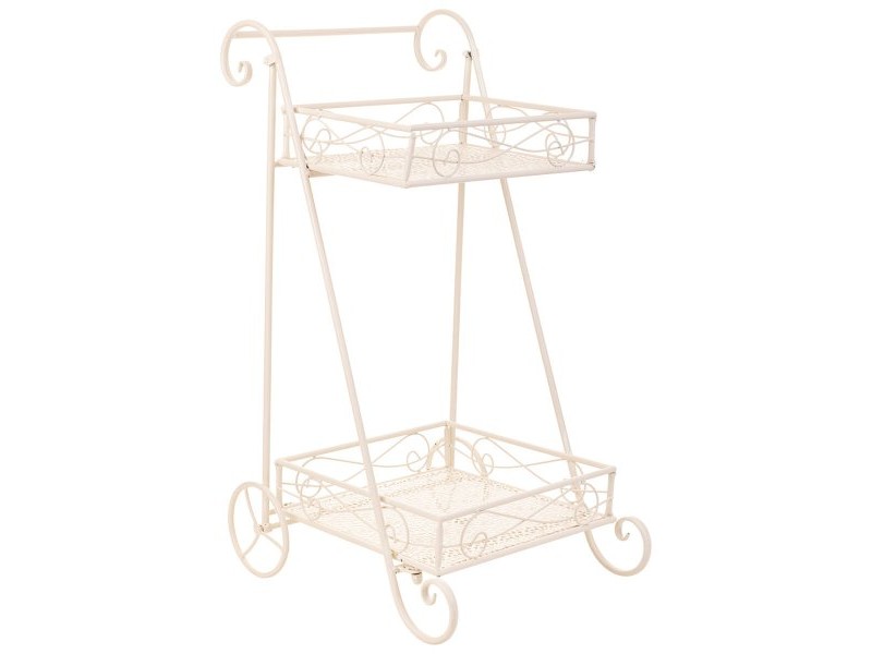 Поставка за Саксия Alexandra House Living Бял Метал Желязо 23 x 65 x 28 cm