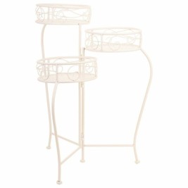 Поставка за Саксия Alexandra House Living Бял Метал Желязо 34 x 76 x 40 cm