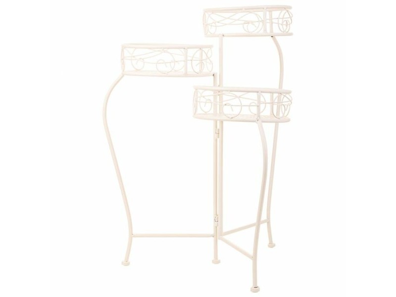 Поставка за Саксия Alexandra House Living Бял Метал Желязо 34 x 76 x 40 cm