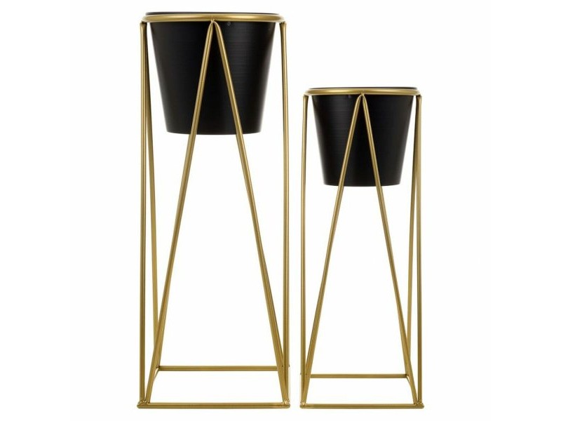 Комплект саксии Alexandra House Living Черен Метал Желязо 26 x 68 x 80 cm 2 Части
