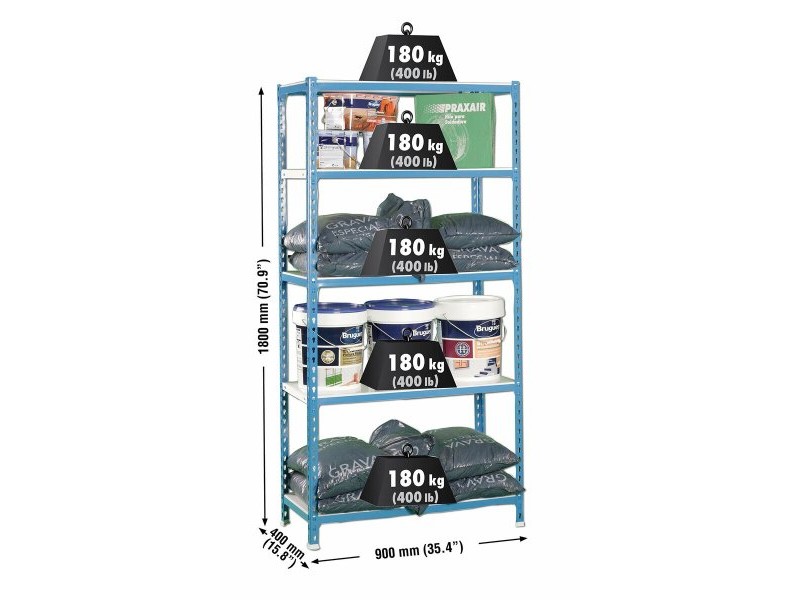 Лавица Simon Rack Simonclick 5/400 Метал 180 x 90 x 40 cm 5 Рафтове