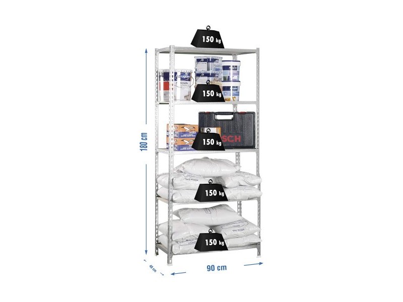 Лавица Simon Rack Maderclick 5/400 750 kg Метал Дървен 5 Рафтове ПДЧ (180 x 90 x 40 cm)