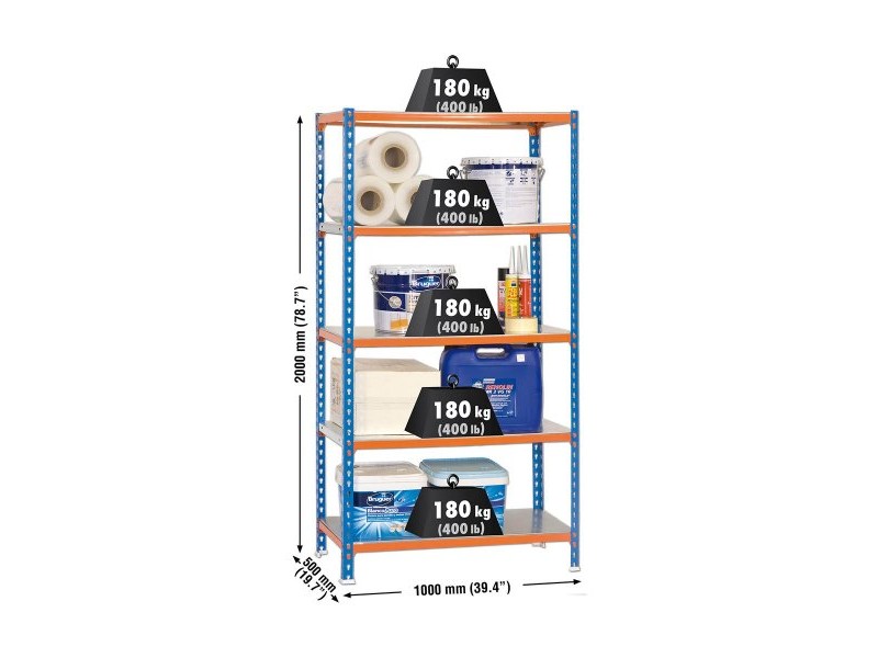 Лавица Simon Rack Simonclick Plus 5/500 900 kg Метал 5 Рафтове (200 x 100 x 50 cm)