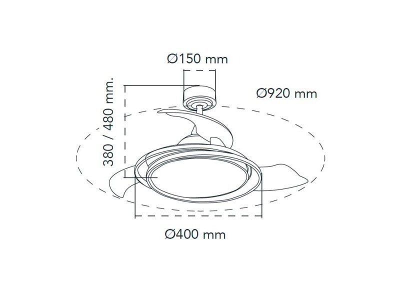 Вентилатор за таван CristalRecord Сребрист 40 W Ø 40 cm