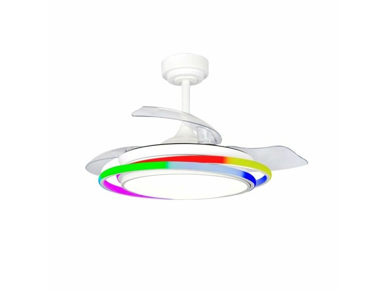 Вентилатор за таван CristalRecord ANTILA MINI RGB WH RETRAC Бял