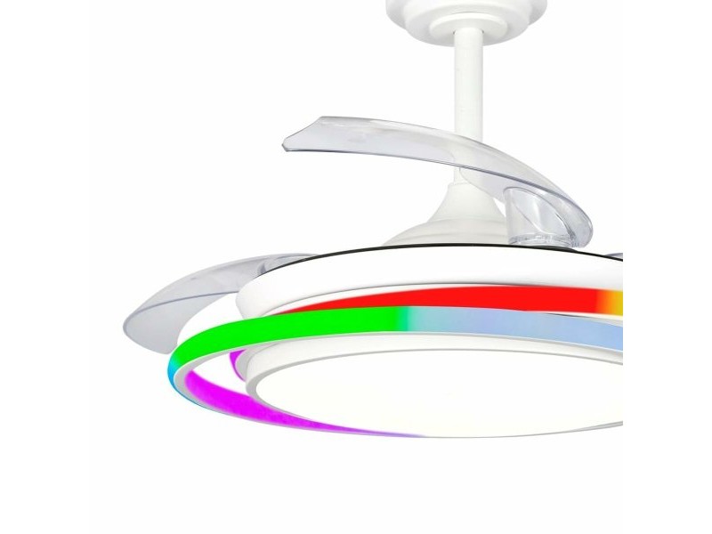 Вентилатор за таван CristalRecord ANTILA MINI RGB WH RETRAC Бял