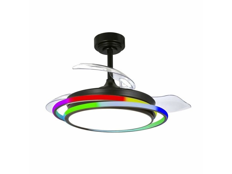 Вентилатор за таван CristalRecord ANTILA MINI RGB BK RETRAC Черен