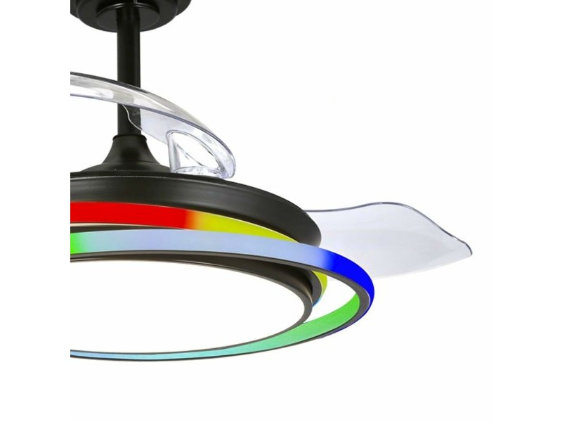 Вентилатор за таван CristalRecord ANTILA MINI RGB BK RETRAC Черен