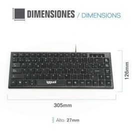 Клавиатура iggual Teclado USB compacto TKL Slim TKL-USB negro Черен
