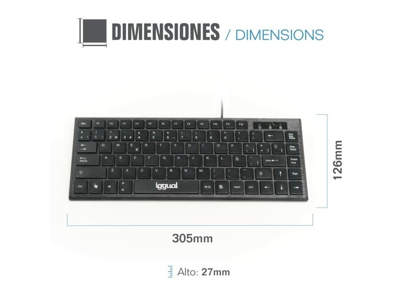 Клавиатура iggual Teclado USB compacto TKL Slim TKL-USB negro Черен