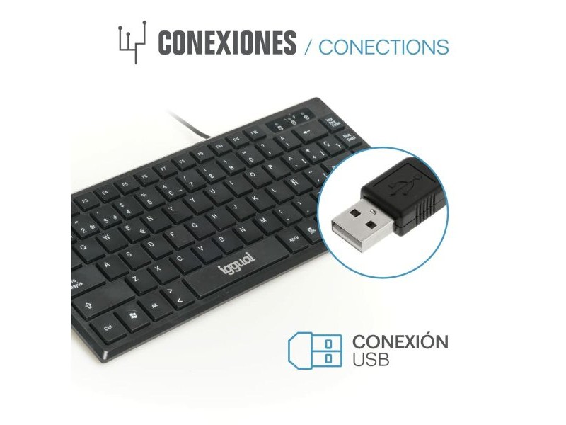 Клавиатура iggual Teclado USB compacto TKL Slim TKL-USB negro Черен