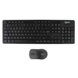 Клавиатура с мишка iggual IGG319277 Черен Испанска Qwerty QWERTY