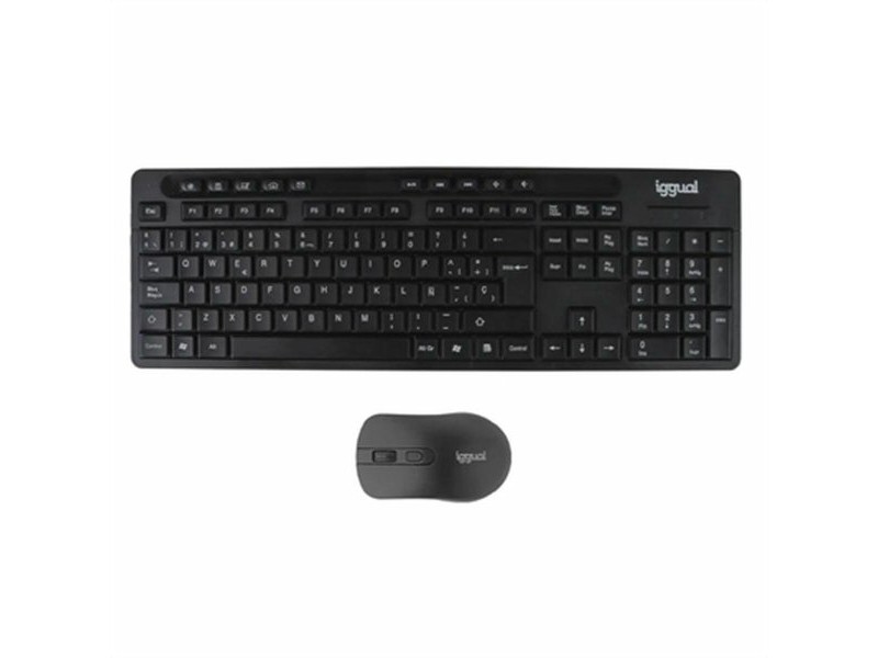 Клавиатура с мишка iggual IGG319277 Черен Испанска Qwerty QWERTY