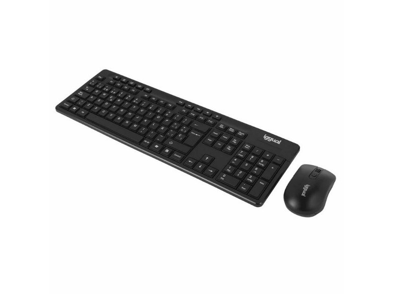Клавиатура с мишка iggual IGG319277 Черен Испанска Qwerty QWERTY