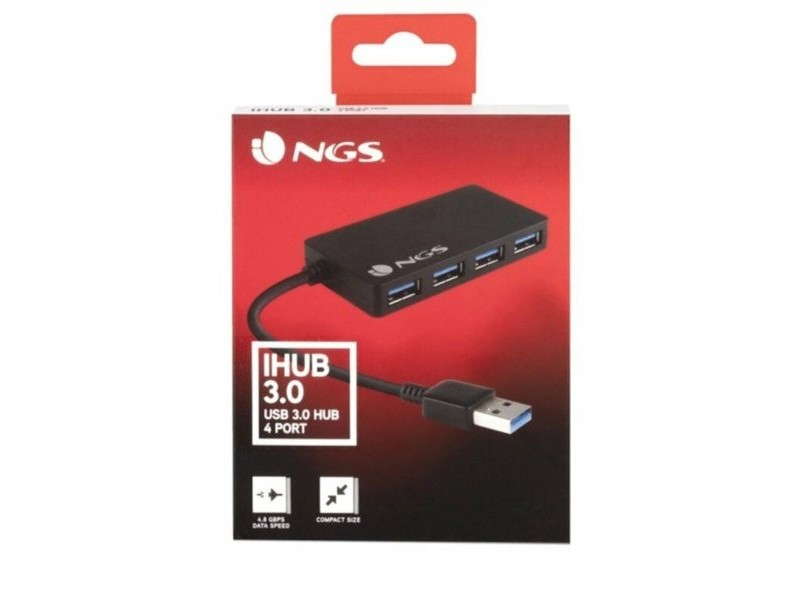USB извод NGS NGS-HUB-0044 Черен 480 Mbps
