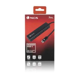 Гнездо с 4 USB порта NGS WONDERHUB4 Черен 5 Gbps