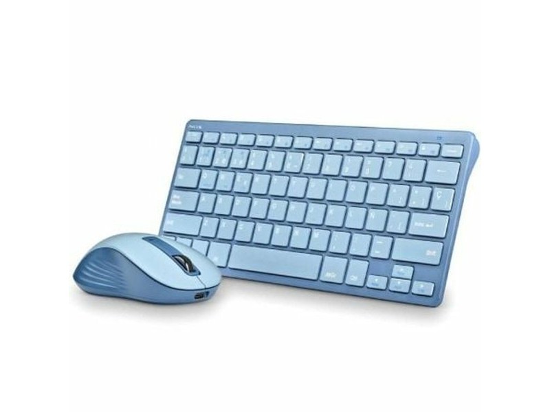 Клавиатура с мишка NGS FANTASYKITBLUE Испанска Qwerty Син Розов