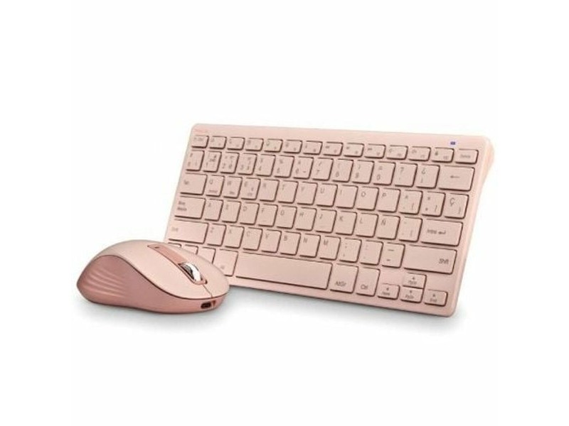 Клавиатура с мишка NGS FANTASYKITPINK Испанска Qwerty Розов