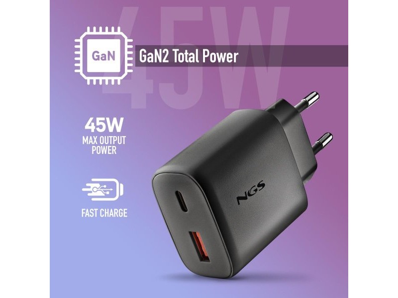 Зарядно за лаптоп NGS ERA45WBLACK 45 W Черен