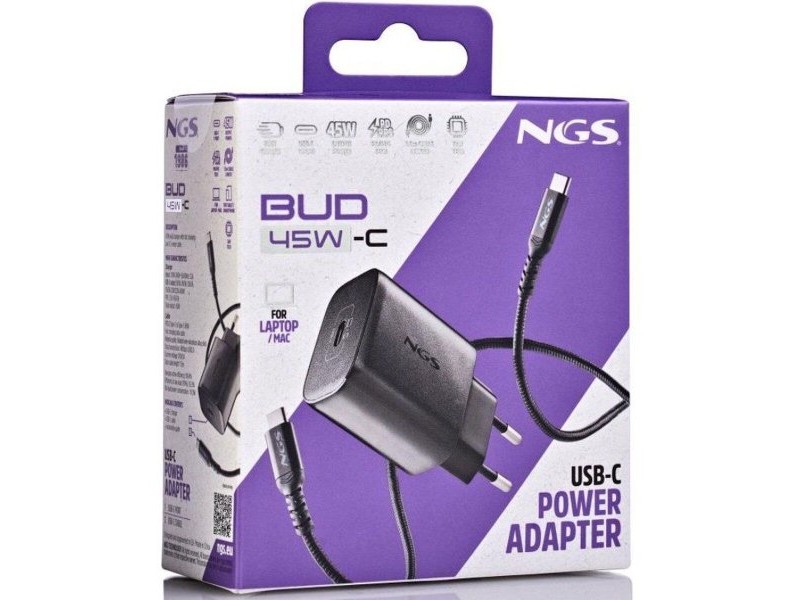 Зарядно за стена NGS NGS Bud 45 W Черен