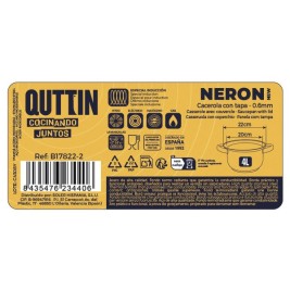 Касерола с Капак Quttin New neron Ø 22 cm 4 L 30 x 22 x 12 cm Стомана