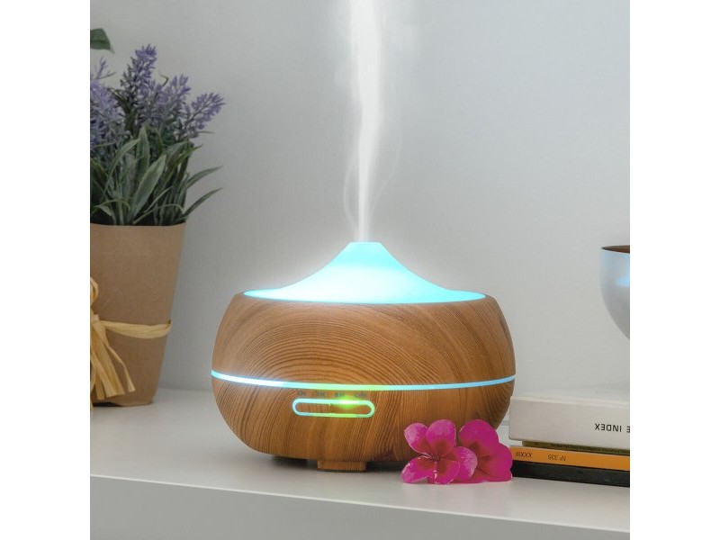 Арома дифузер овлажнител с многоцветен LED Wooden-Effect InnovaGoods