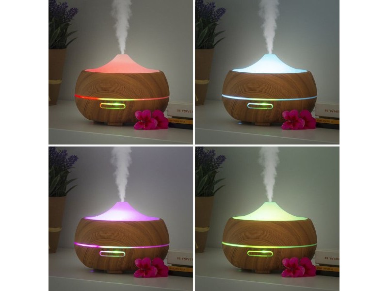 Арома дифузер овлажнител с многоцветен LED Wooden-Effect InnovaGoods