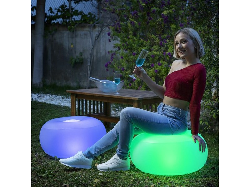 Надуваемо Кресло с Многоцветна LED Светлина и Дистанционно Управление InnovaGoods Бял (След ремонт A)
