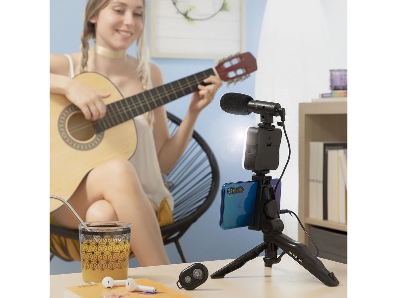 Комплект Vlogging със Светлина, Микрофон и Дистанционно Управление Plodni InnovaGoods 6 Части