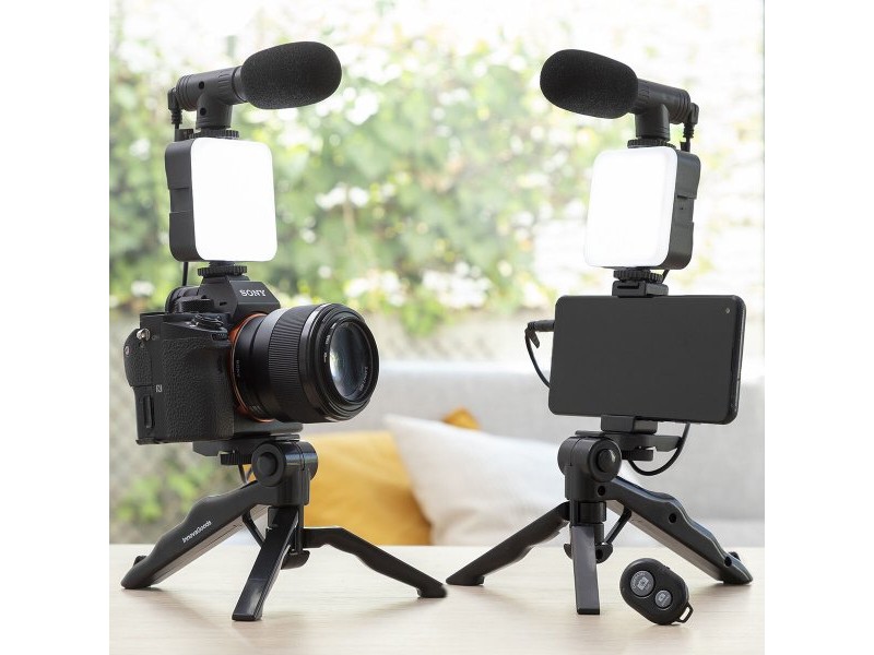 Комплект Vlogging със Светлина, Микрофон и Дистанционно Управление Plodni InnovaGoods 6 Части