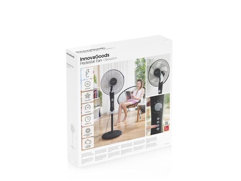 Вентилатор с крака InnovaGoods Breezinn Черен 45 W