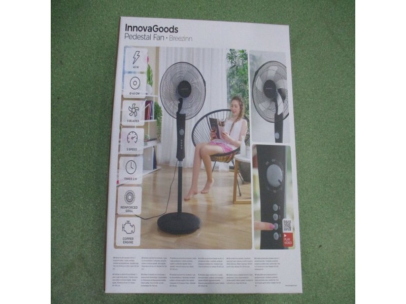 Вентилатор с крака InnovaGoods Breezinn Черен 45 W