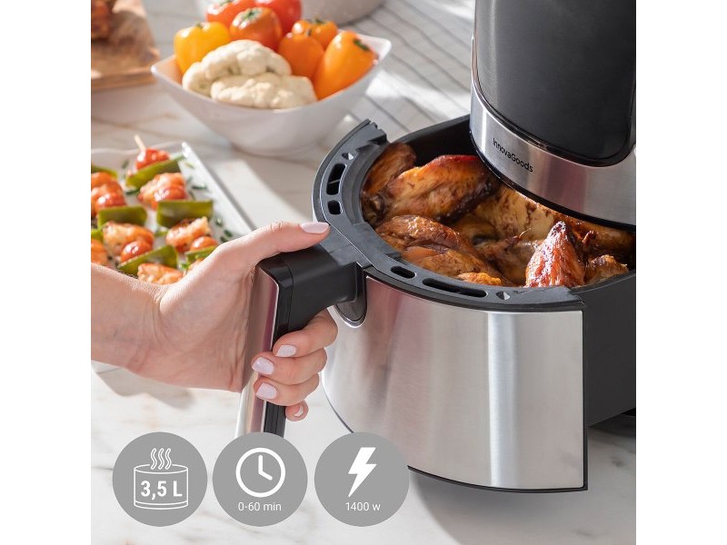 въздушен фритюрник InnovaGoods Fryinn 3500 Черен 1400 W 3,5 L Неръждаема стомана