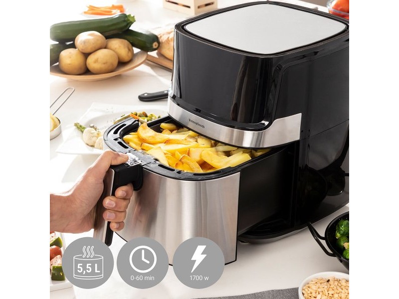 въздушен фритюрник InnovaGoods Fryinn Pro 5500 Черен 1700 W 5,5 L Неръждаема стомана