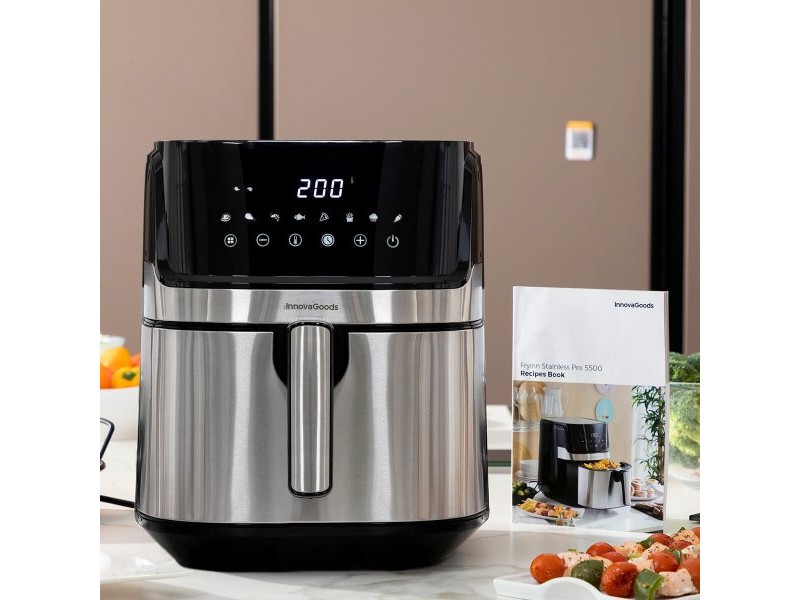 въздушен фритюрник InnovaGoods Fryinn Pro 5500 Черен 1700 W 5,5 L Неръждаема стомана