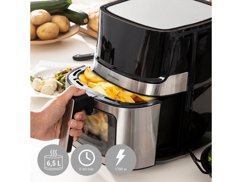 въздушен фритюрник InnovaGoods Fryinn View 6500 Черен 1700 W 6,5 L Неръждаема стомана