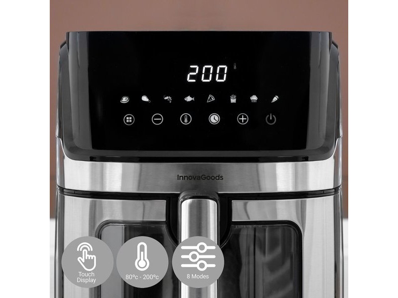 въздушен фритюрник InnovaGoods Fryinn View 6500 Черен 1700 W 6,5 L Неръждаема стомана