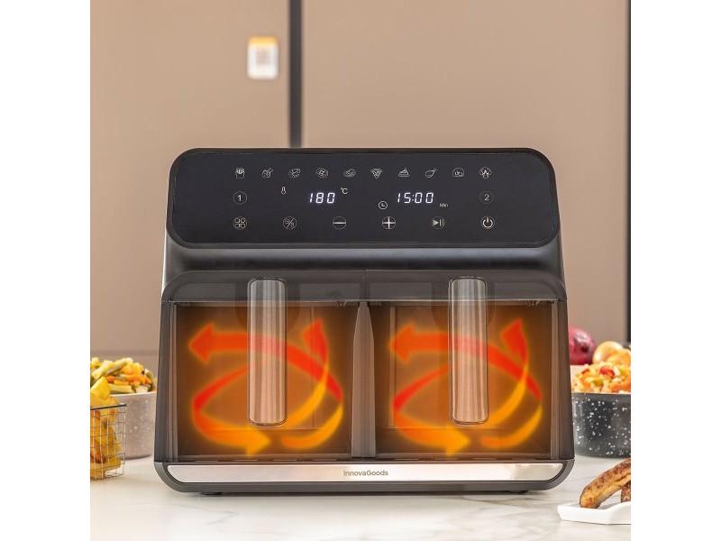 въздушен фритюрник InnovaGoods Fryinn Double 8000 Черен 3400 W 8 L Неръждаема стомана