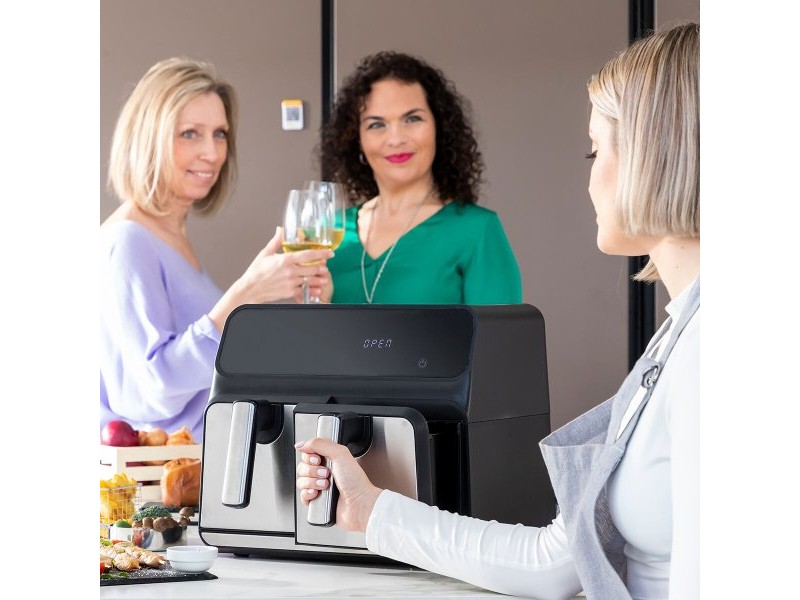 въздушен фритюрник InnovaGoods Fryinn Double 8000 Черен 3400 W 8 L Неръждаема стомана