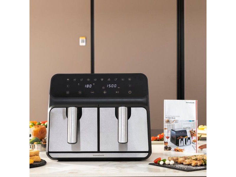 въздушен фритюрник InnovaGoods Fryinn Double 8000 Черен 3400 W 8 L Неръждаема стомана